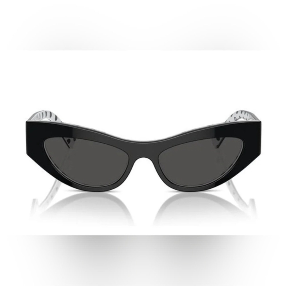 Dolce & Gabbana Black Cat-Eye Sunglasses with Gold DG Accent - Picture 3 of 6